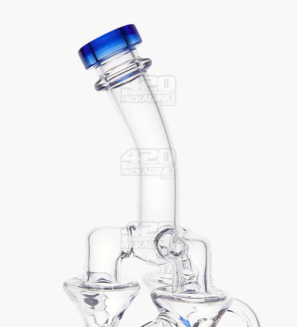 USA Glass Bent Neck Water Pipe w/ Six Recycler Inline Perc | 14.5in Tall - 14mm Bowl - Blue - 3