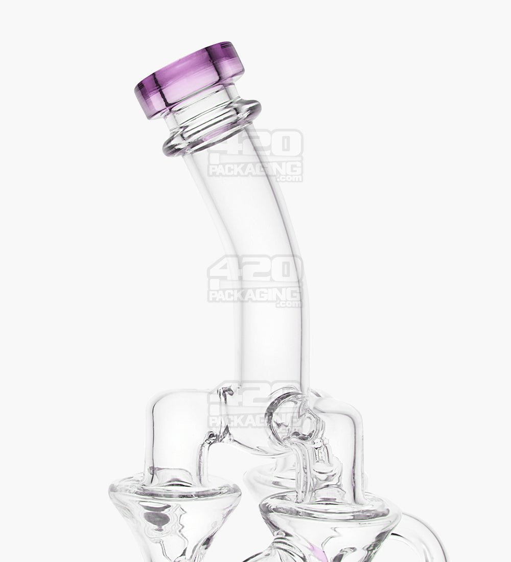 USA Glass Bent Neck Water Pipe w/ Six Recycler Inline Perc | 14.5in Tall - 14mm Bowl - Pink - 3