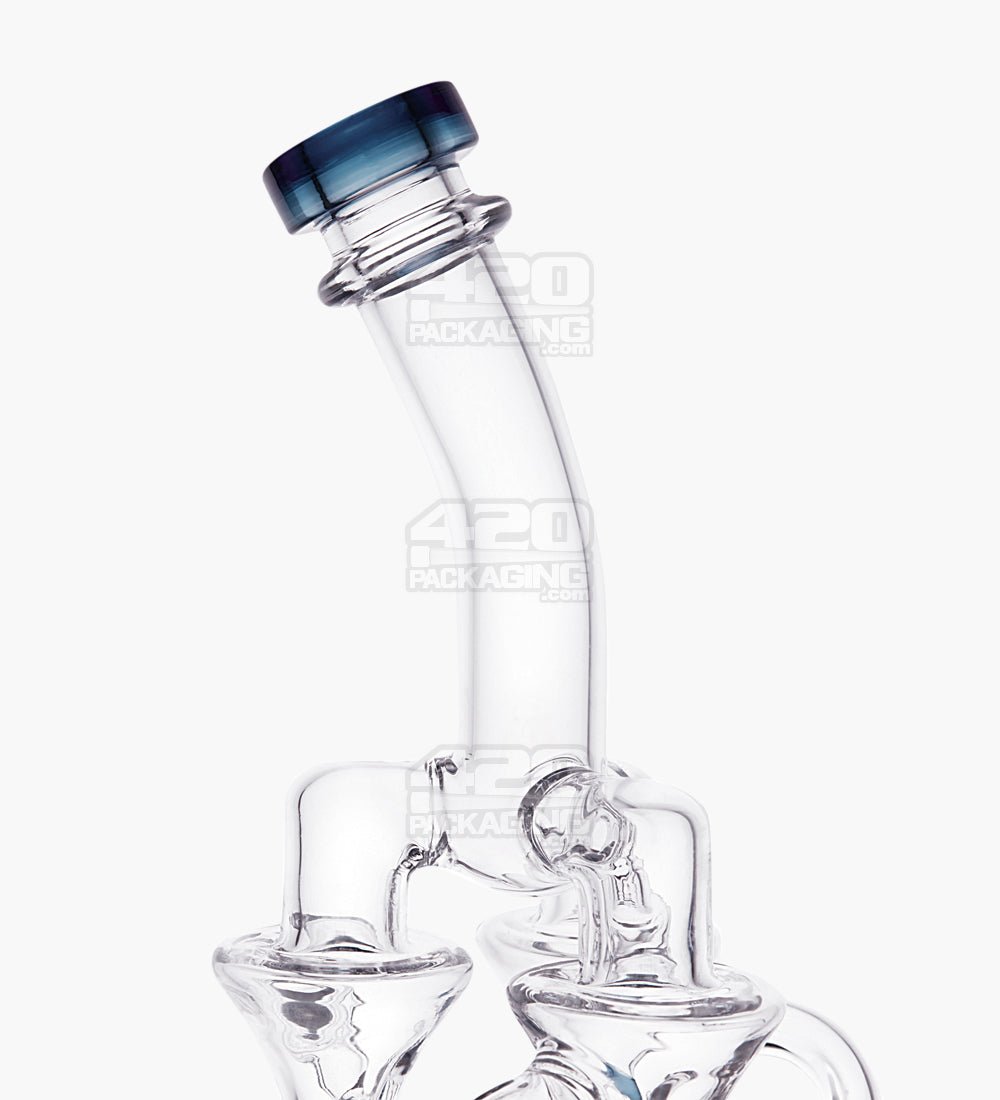 USA Glass Bent Neck Water Pipe w/ Six Recycler Inline Perc | 14.5in Tall - 14mm Bowl - Teal - 3