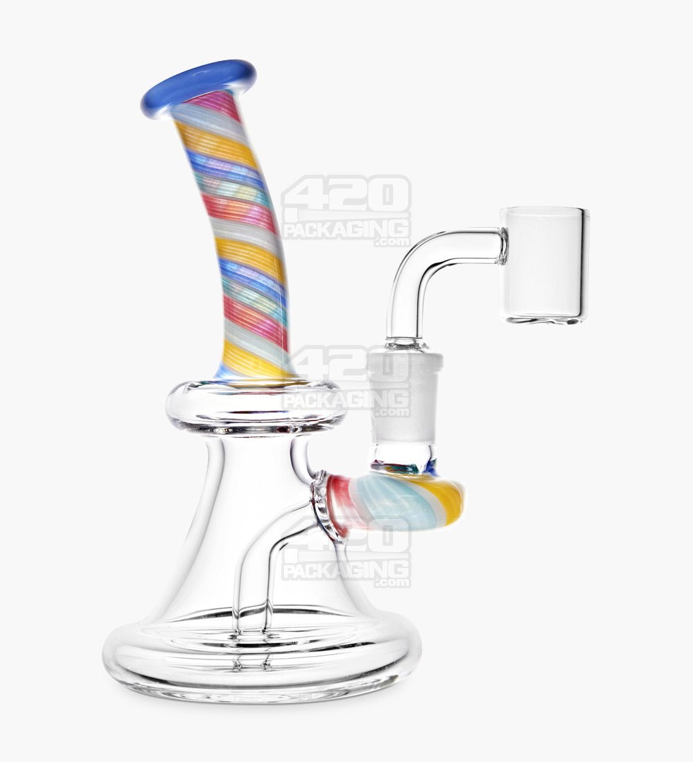 Bent Neck Candy Cane Oil Rig | 6in Tall - 14mm Banger - Assorted - 1