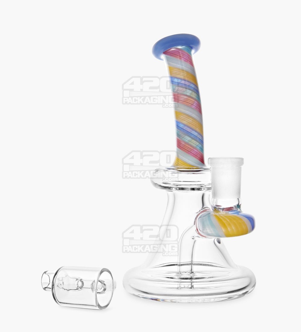 Bent Neck Candy Cane Oil Rig | 6in Tall - 14mm Banger - Assorted - 2