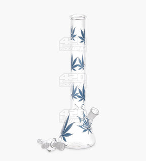Straight Neck Bottom Leaf Glass Beaker Water Pipe w/ Ice Catcher | 14in Tall - 14mm Bowl - Blue - 2
