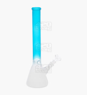 Straight Neck Glass Beaker Water Pipe w/ Ice Catcher | 14in Tall - 14mm Bowl - Blue/White - 1