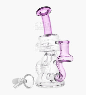 USA Glass Bent Neck Water Pipe w/ Mini Recycler Inline Perc | 6.5in Tall - 14mm Bowl - Pink - 2
