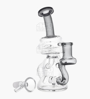 USA Glass Bent Neck Water Pipe w/ Mini Recycler Inline Perc | 6.5in Tall - 14mm Bowl - Smoke - 2