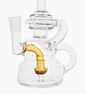 USA Glass Bent Neck Single Uptake Water Pipe w/ Mini Recycler Orb Perc | 5.5in Tall - 10mm Bowl - Amber - 3