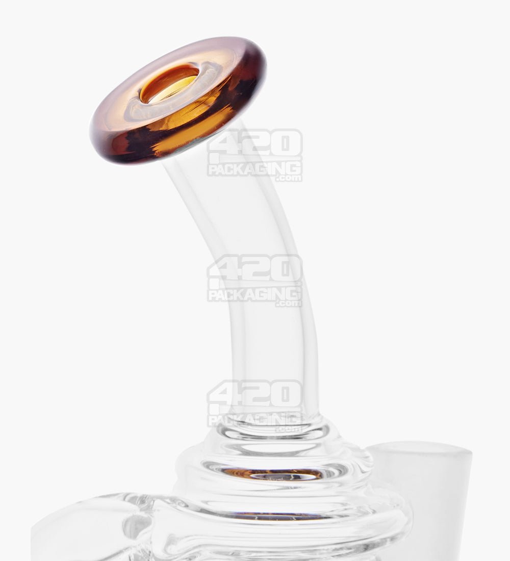 USA Glass Bent Neck Single Uptake Water Pipe w/ Mini Recycler Orb Perc | 5.5in Tall - 10mm Bowl - Amber - 4