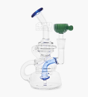 USA Glass Bent Neck Single Uptake Water Pipe w/ Mini Recycler Orb Perc | 5.5in Tall - 10mm Bowl - Blue - 1