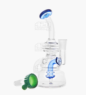 USA Glass Bent Neck Single Uptake Water Pipe w/ Mini Recycler Orb Perc | 5.5in Tall - 10mm Bowl - Blue - 2