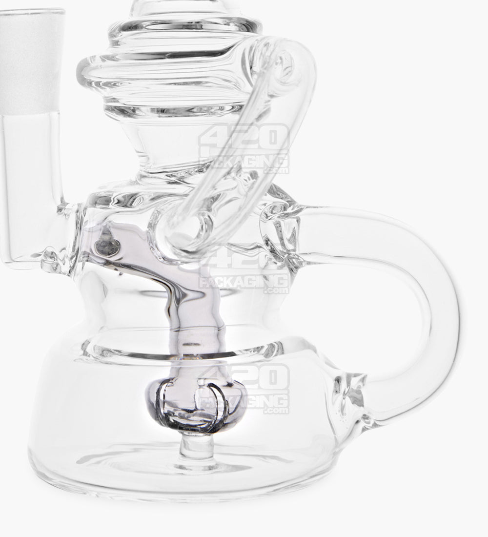 USA Glass Bent Neck Single Uptake Water Pipe w/ Mini Recycler Orb Perc | 5.5in Tall - 10mm Bowl - Smoke - 4