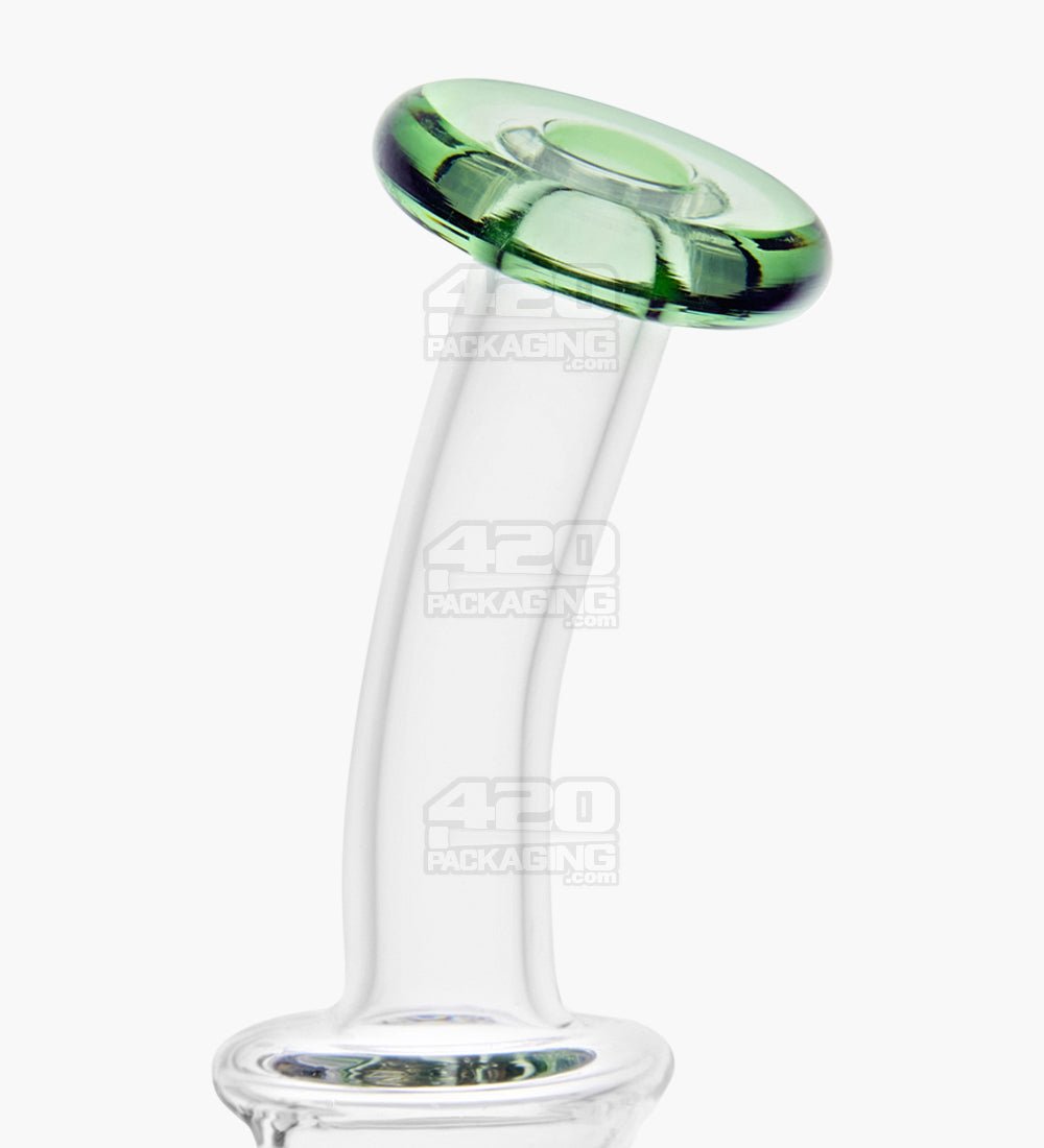 USA Glass Bent Neck Dual Uptake Water Pipe w/ Mini Recycler Showerhead Perc | 5.5in Tall - 10mm Bowl - Green - 4