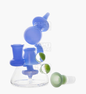 USA Glass Mini Microscope Water Pipe w/ Showerhead Perc | 5.5in Tall - 14mm Bowl - Blue - 2