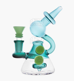 USA Glass Mini Microscope Water Pipe w/ Showerhead Perc | 5.5in Tall - 14mm Bowl - Teal - 1