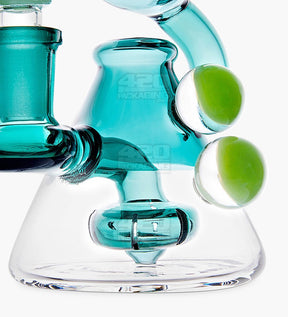 USA Glass Mini Microscope Water Pipe w/ Showerhead Perc | 5.5in Tall - 14mm Bowl - Teal - 3