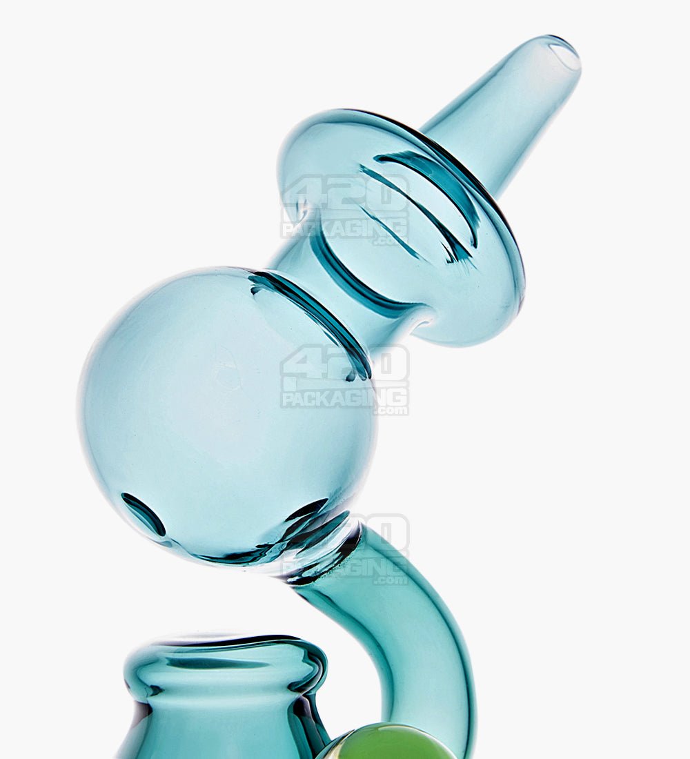 USA Glass Mini Microscope Water Pipe w/ Showerhead Perc | 5.5in Tall - 14mm Bowl - Teal - 4