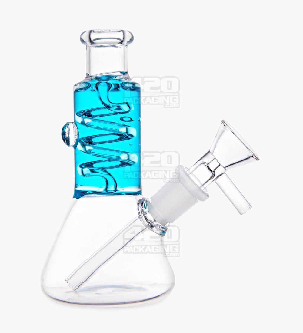 Glycerin Coil Mini Beaker Water Pipe | 5in Long - Glass - Blue - 1