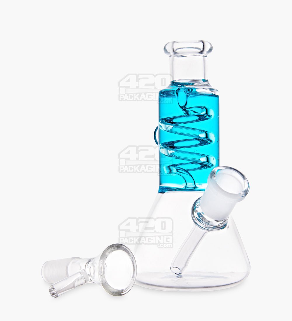 Glycerin Coil Mini Beaker Water Pipe | 5in Long - Glass - Blue - 2