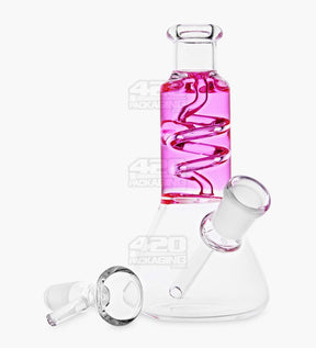 Glycerin Coil Mini Beaker Water Pipe | 5in Long - Glass - Pink - 2