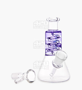 Glycerin Coil Mini Beaker Water Pipe | 5in Long - Glass - Purple - 2