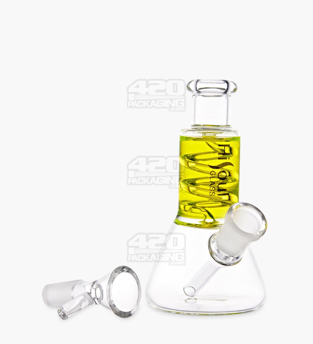 Glycerin Coil Mini Beaker Water Pipe | 5in Long - Glass - Yellow - 2