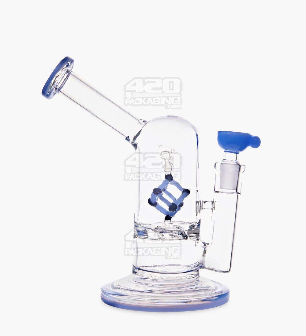 USA Glass Vortex Perc Glass Water Pipe w/ Spinning Cube | 7in Tall - 14mm Bowl - Blue - 1