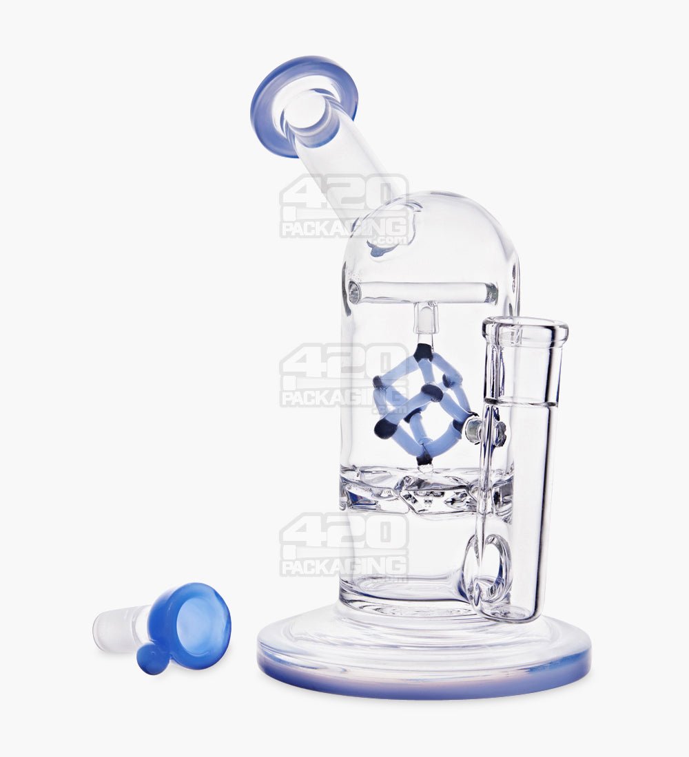 USA Glass Vortex Perc Glass Water Pipe w/ Spinning Cube | 7in Tall - 14mm Bowl - Blue - 2