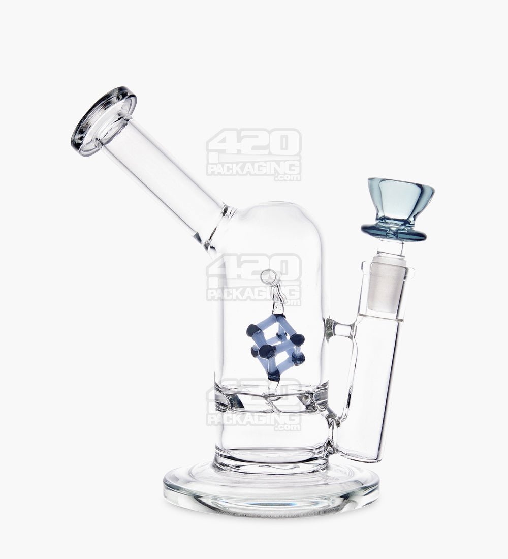 USA Glass Vortex Perc Glass Water Pipe w/ Spinning Cube | 7in Tall - 14mm Bowl - Smoke - 1