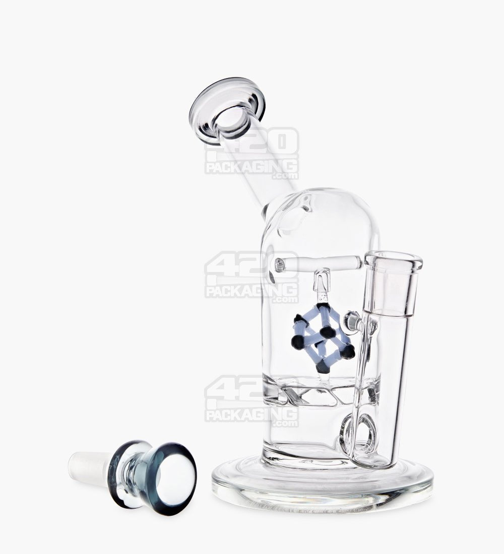 USA Glass Vortex Perc Glass Water Pipe w/ Spinning Cube | 7in Tall - 14mm Bowl - Smoke - 2