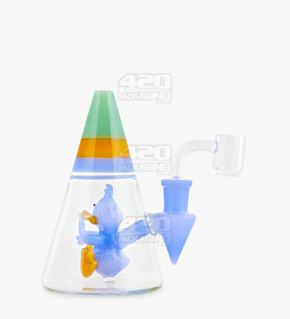 USA Glass Cone Dab Rig w/ 2 Hole Duck Perc | 5.5in Tall - 14mm Banger - Assorted - 2