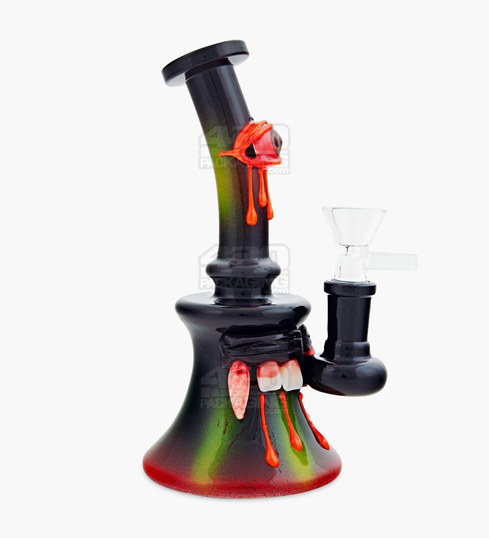 Bent Neck Bleeding Demon Glass Beaker Water Pipe w/ Showerhead Perc | 7in Tall - 14mm Bowl - Assorted - 2