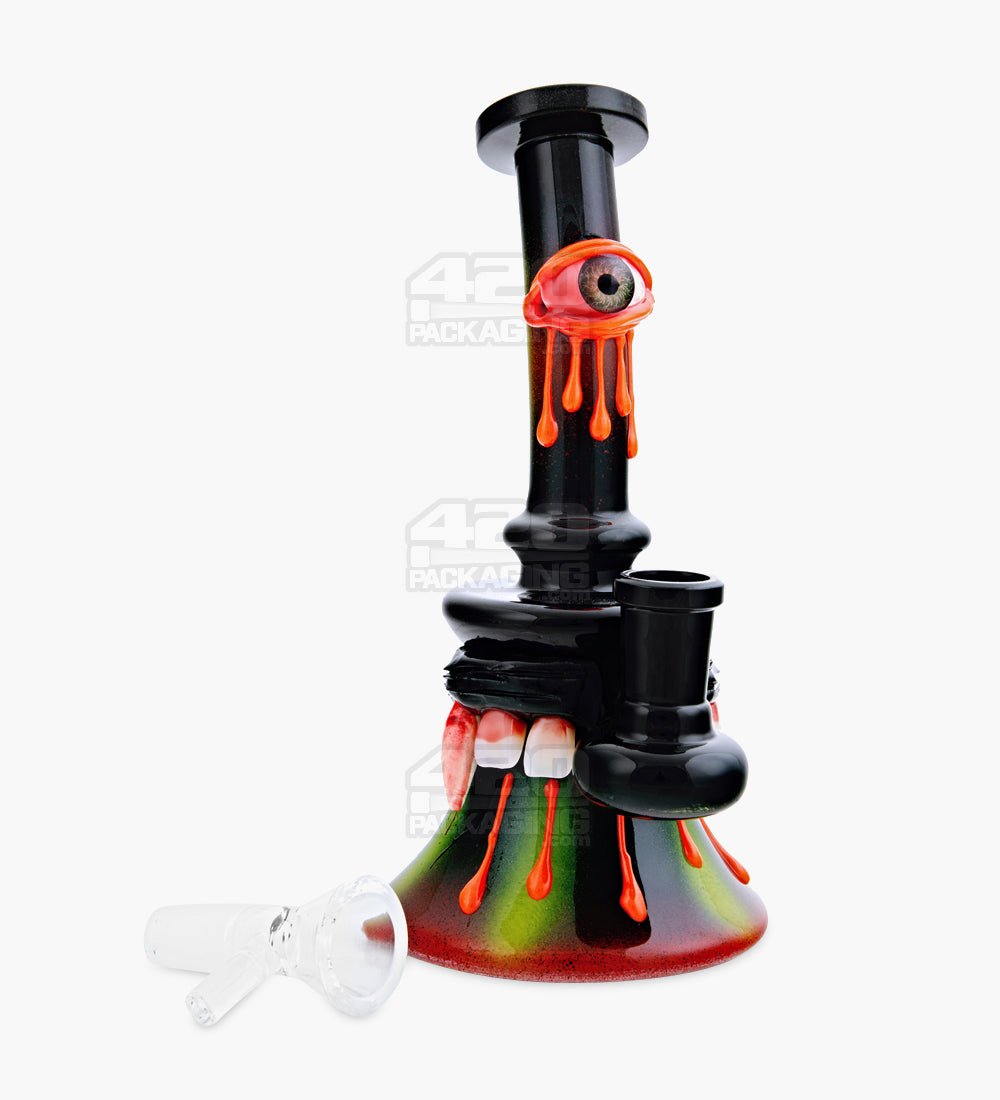 Bent Neck Bleeding Demon Glass Beaker Water Pipe w/ Showerhead Perc | 7in Tall - 14mm Bowl - Assorted - 1