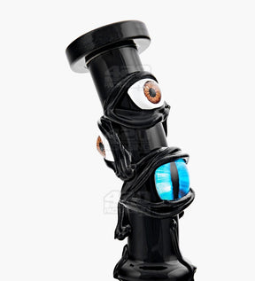 Bent Neck Demon Eyes Glass Beaker Water Pipe w/ Showerhead Perc | 7in Tall - 14mm Bowl - Black - 3