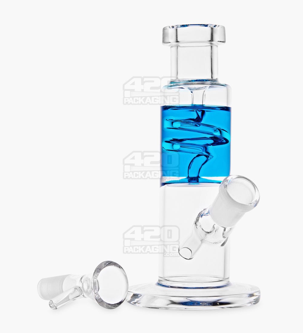 Glycerin Coil Mini Straight Tube Water Pipe | 6in Long - Glass - Blue - 2