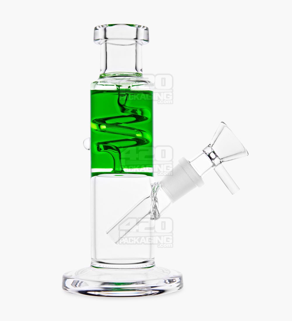 Glycerin Coil Mini Straight Tube Water Pipe | 6in Long - Glass - Green - 1