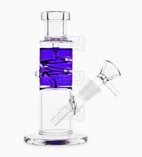 Glycerin Coil Mini Straight Tube Water Pipe | 6in Long - Glass - Purple - 1