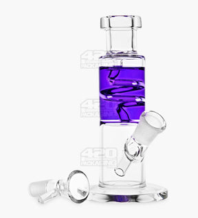 Glycerin Coil Mini Straight Tube Water Pipe | 6in Long - Glass - Purple - 2