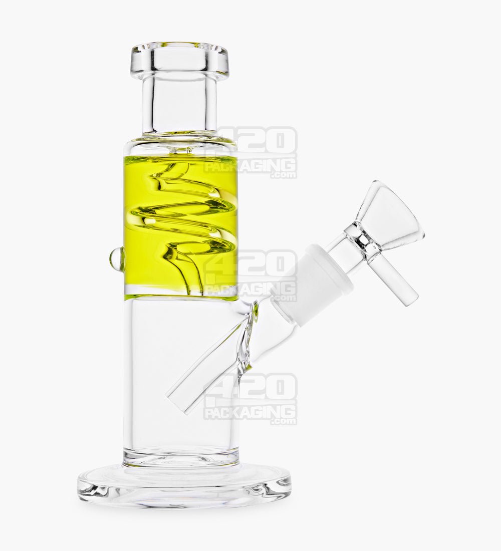 Glycerin Coil Mini Straight Tube Water Pipe | 6in Long - Glass - Yellow - 1