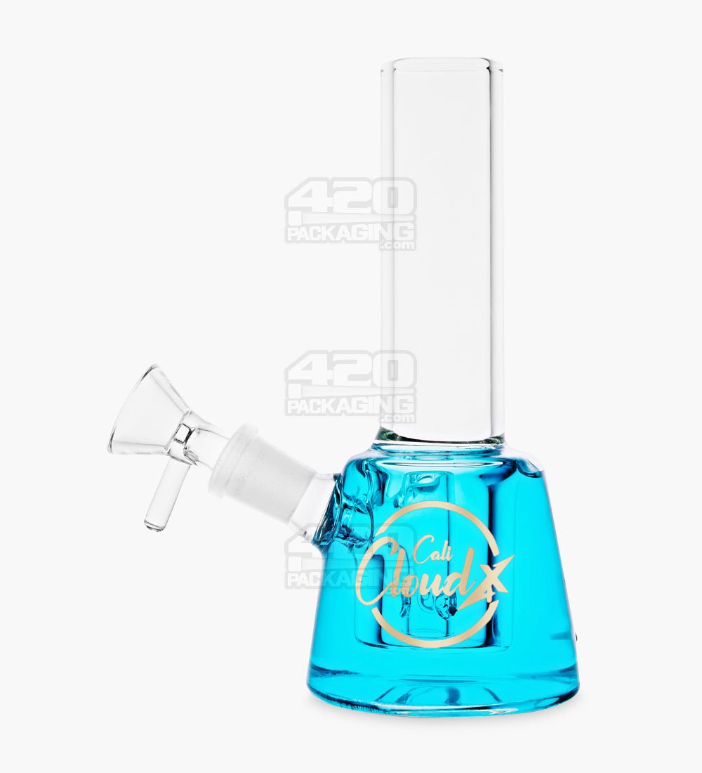 Glycerin Filled Mini Straight Water Pipe w/ Ice Catcher | 6in Long - Glass - Blue - 1