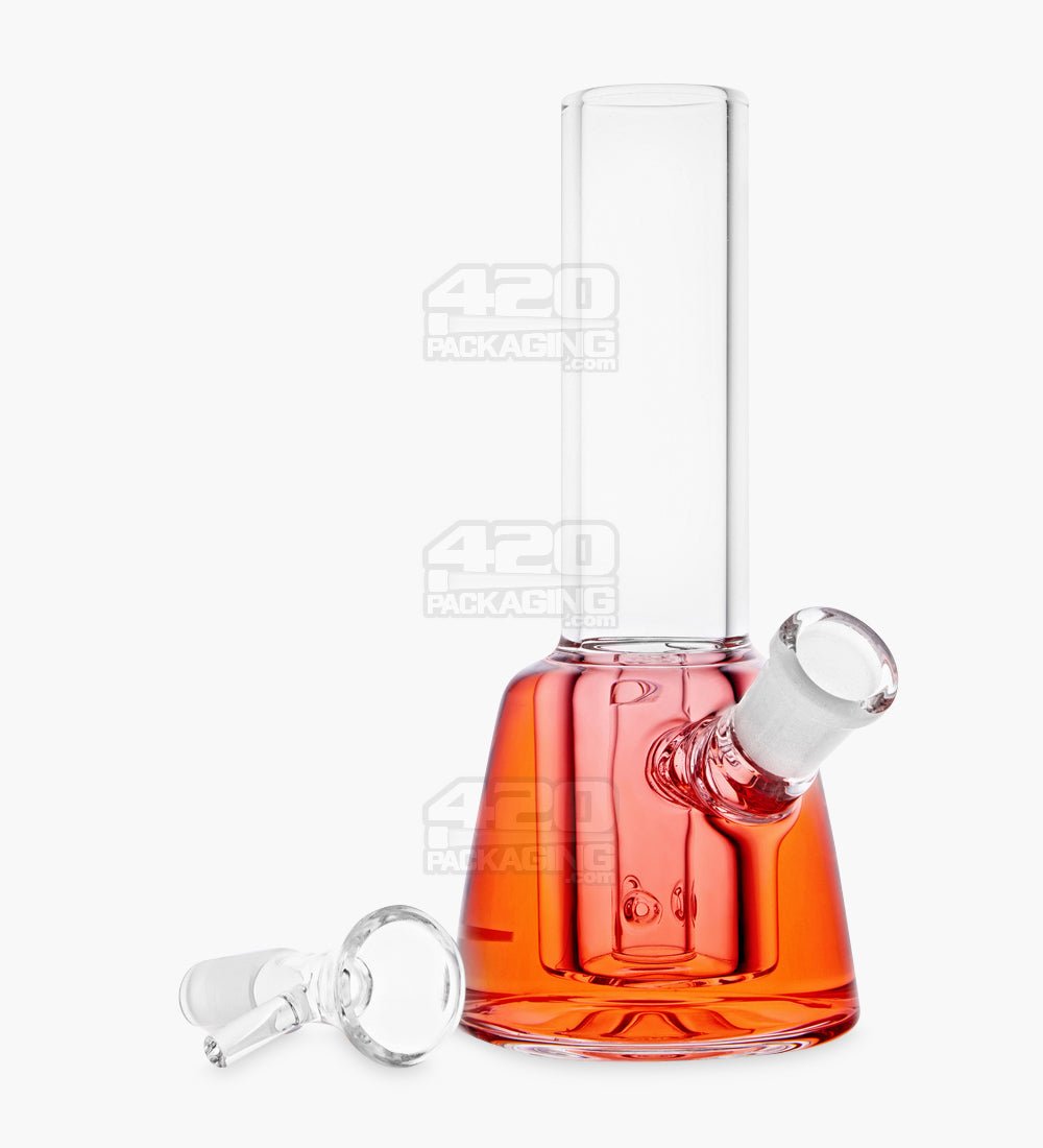 Glycerin Filled Mini Straight Water Pipe w/ Ice Catcher | 6in Long - Glass - Red - 2