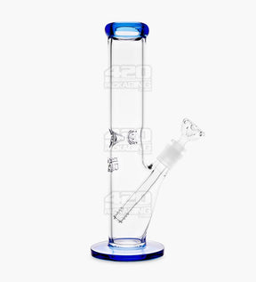 USA Glass Straight Neck Tube Glass Water Pipe w/ Ice Catcher | 12.5in Tall - 14mm Bowl - Blue - 1