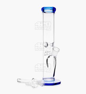 USA Glass Straight Neck Tube Glass Water Pipe w/ Ice Catcher | 12.5in Tall - 14mm Bowl - Blue - 2