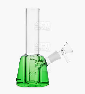 Glycerin Filled Mini Straight Neck Water Pipe w/ Ice Catcher | 6.25in Long - Glass - Green - 1