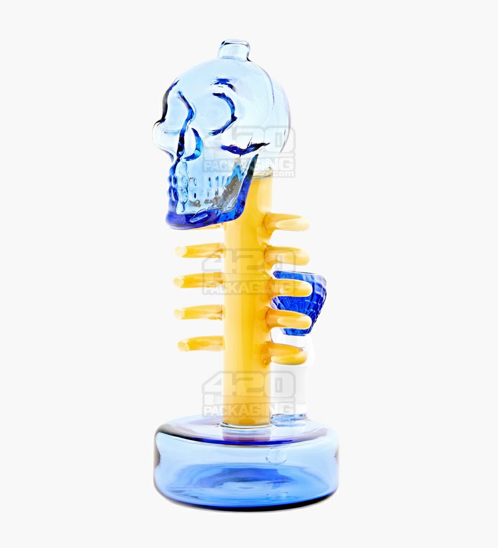 USA Glass | Skeleton Sculpture Glass Water Pipe W/ Thick Base | 8.5in Tall - 14mm Bowl - Blue - 1