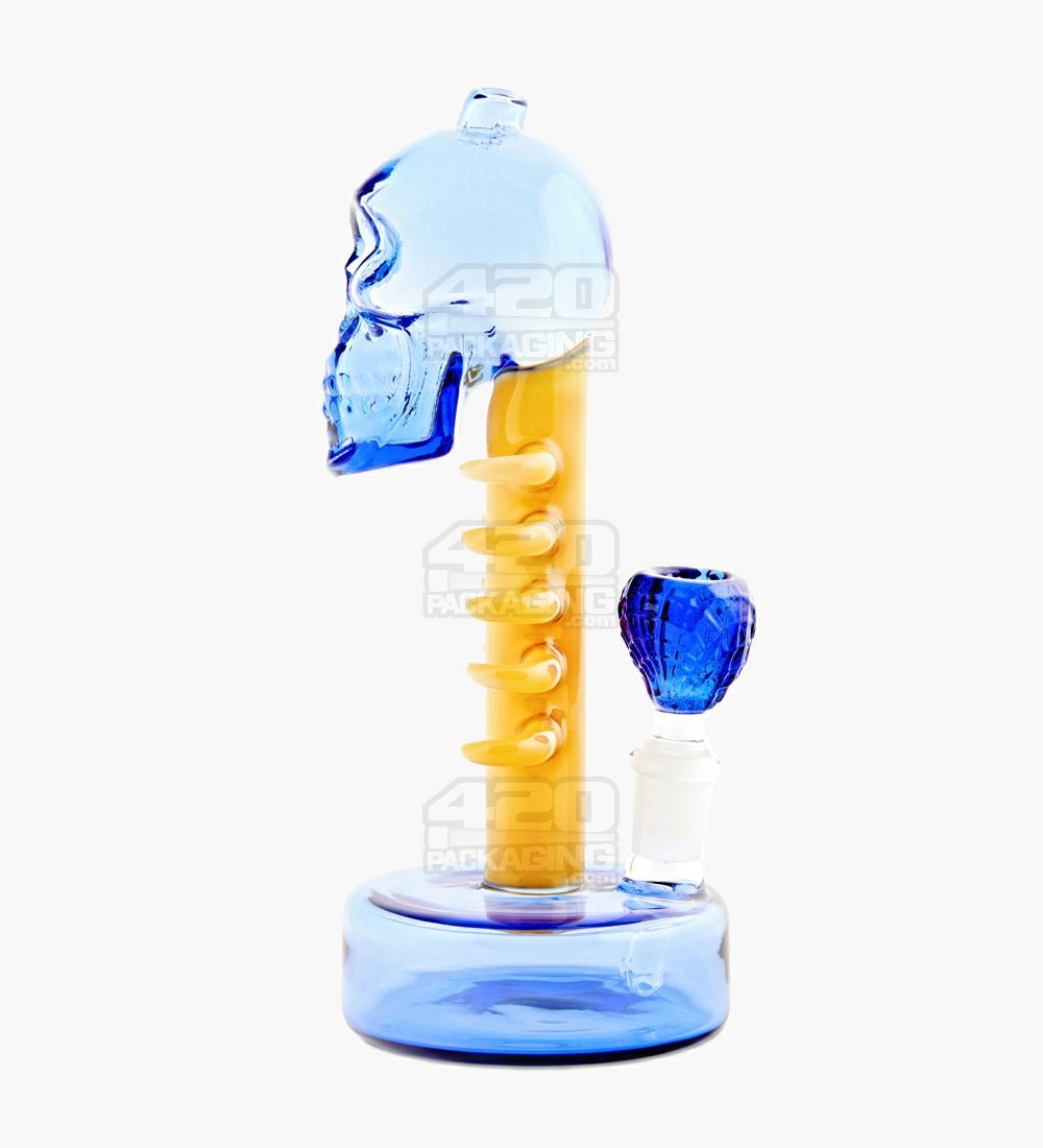 USA Glass | Skeleton Sculpture Glass Water Pipe W/ Thick Base | 8.5in Tall - 14mm Bowl - Blue - 2