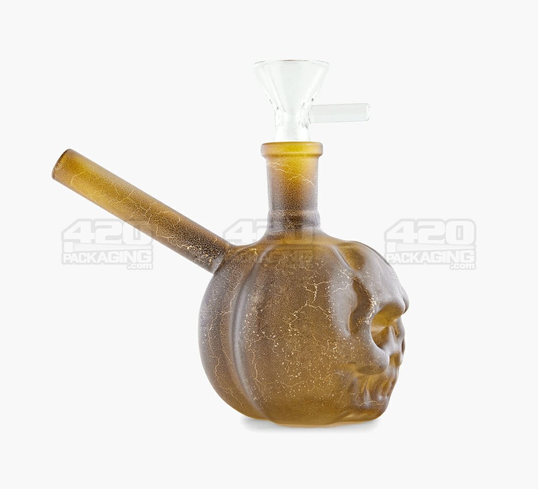 USA Glass | Mini Pumpkin Skull Glass Water Pipe | 3.5in Tall - 14mm Bowl - Assorted - 2