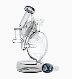 USA Glass | Angled Neck Inline Dual Chamber Recycler Water Pipe | 8in Tall - 14mm Bowl - Smoke - 2