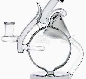 USA Glass | Angled Neck Inline Dual Chamber Recycler Water Pipe | 8in Tall - 14mm Bowl - Smoke - 4