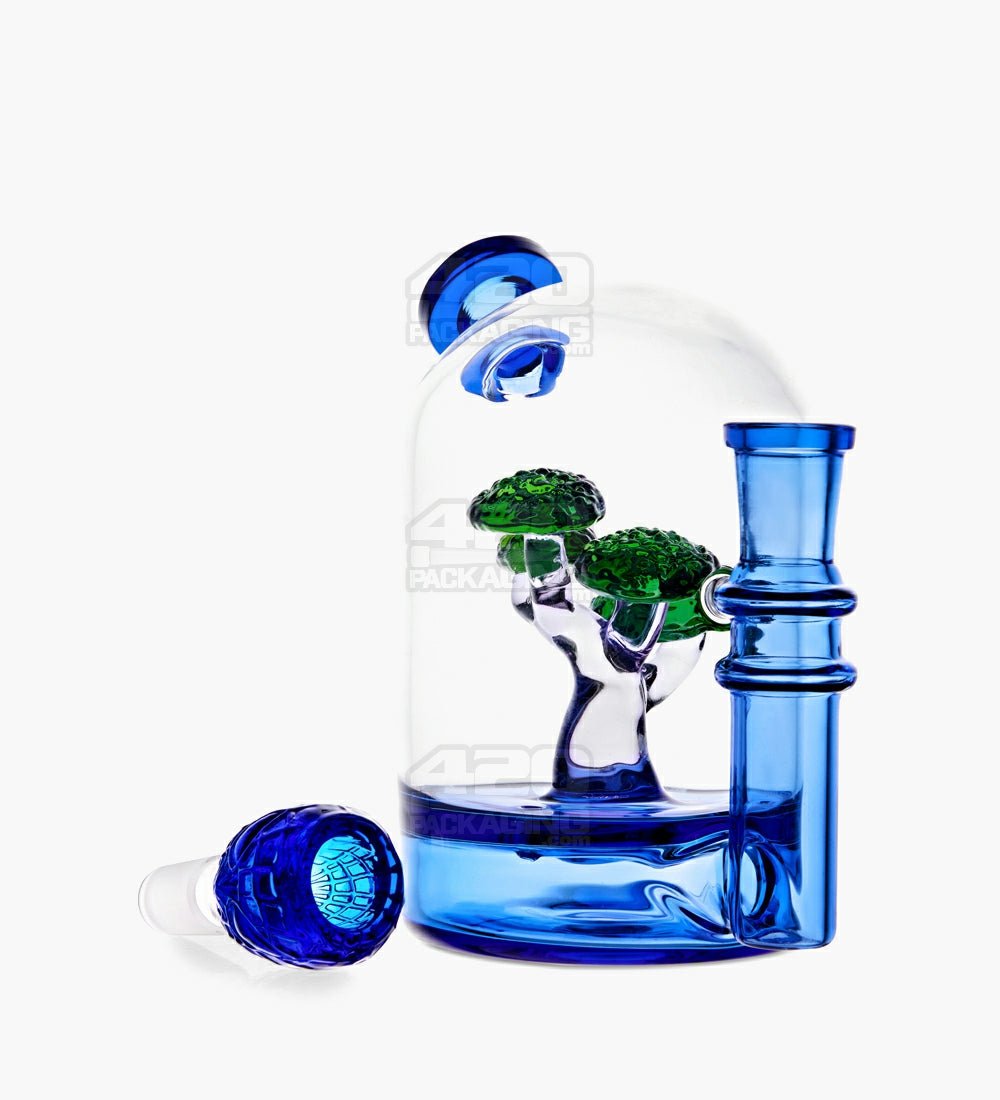 Mini Bonsai Tree Design Glass Water Pipe | 5in Tall - 14mm Bowl - Blue - 2