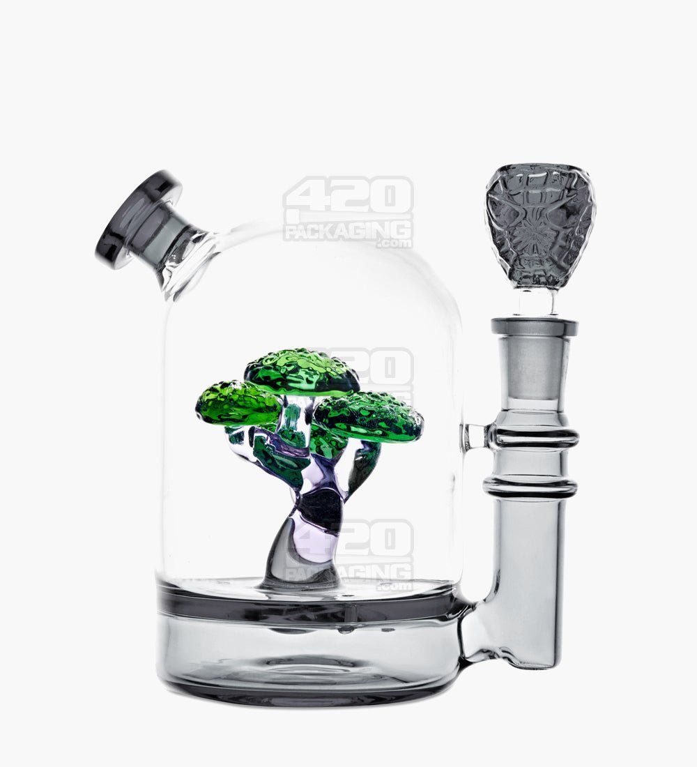 Mini Bonsai Tree Design Glass Water Pipe | 5in Tall - 14mm Bowl - Smoke - 1