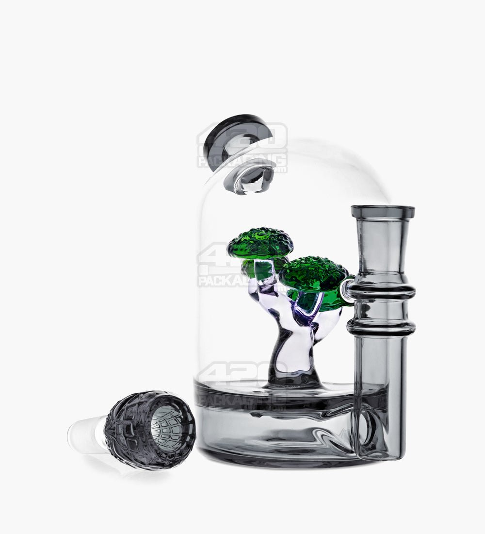 Mini Bonsai Tree Design Glass Water Pipe | 5in Tall - 14mm Bowl - Smoke - 2